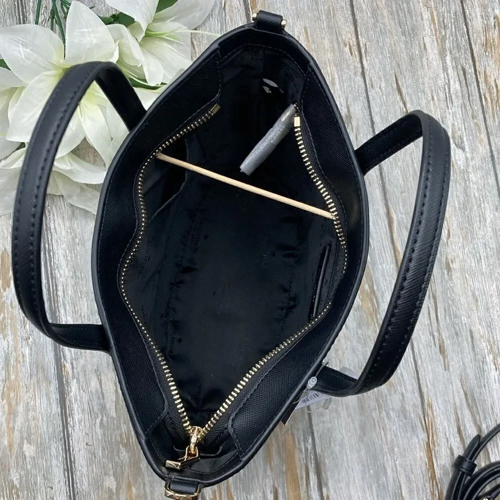 Kate Spade Purse Black Glimmer Glitter Satchel Crossbody Hand Bag